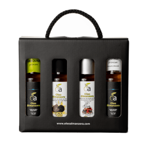 ESTUCHE Aceites Arbequina y Koroneiki + Condimentos de Aceite